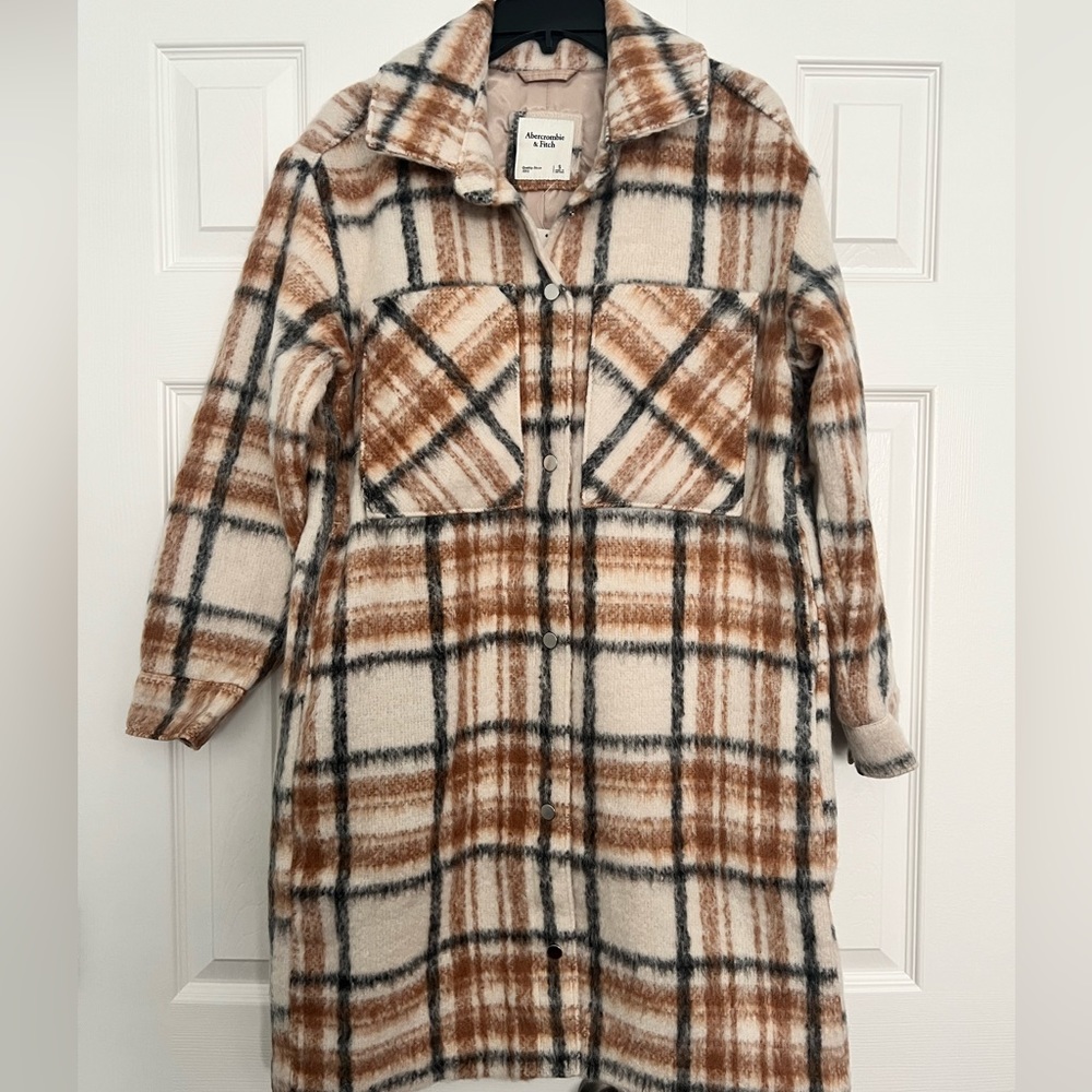 Abercrombie & Fitch Long-Length Wool-Blend Shirt Jacket